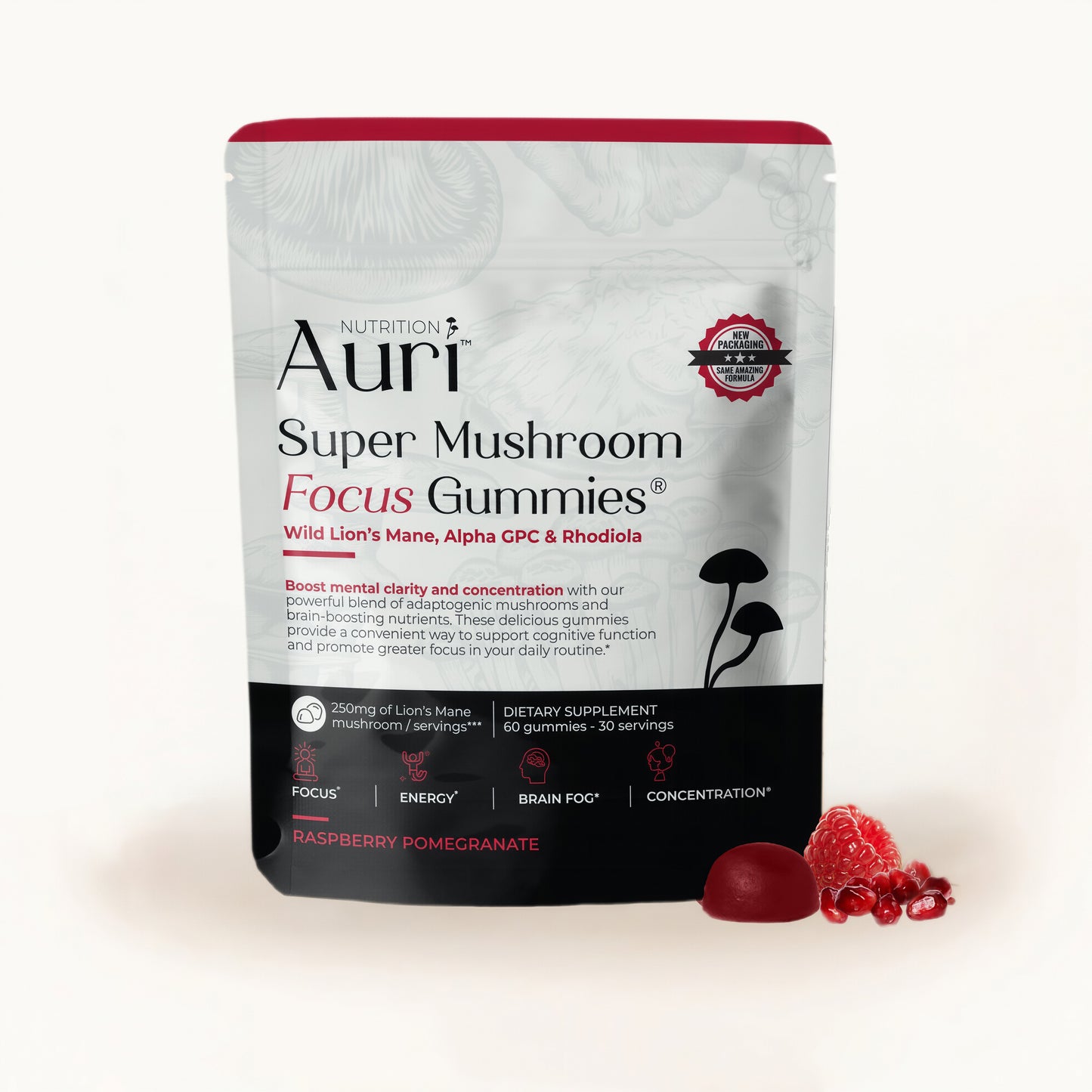 Auri Nutrition Super Mushroom Focus Gummies 60 Counts