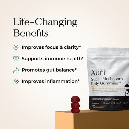 Auri Nutrition Super Mushroom Daily Gummies 60 Counts