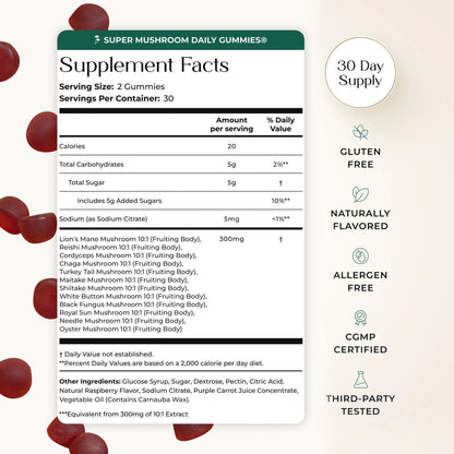 Auri Nutrition Super Mushroom Daily Gummies 60 Counts
